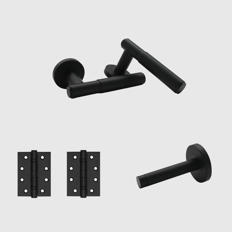 Passage Luma Matte Black Door Handle Package