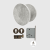 Hermes Grey Marble Front Door Pull & Aged Bronze Lock Package