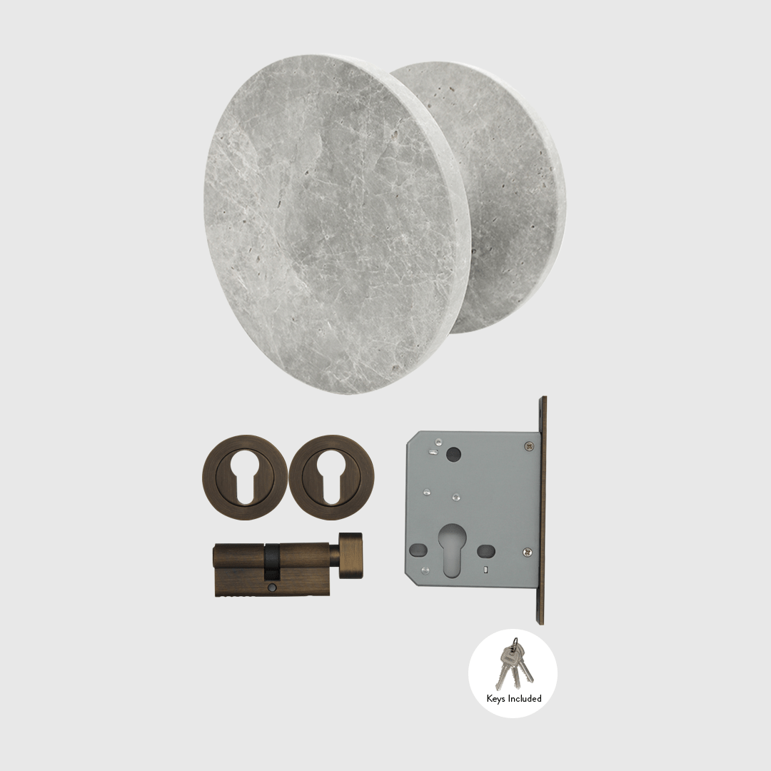 Aged Bronze & Hermes Grey Marble Entry Door Package - Zephra - PKENTRY-AB-HGM