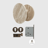Travertine Stone Front Door Pull & Aged Bronze Lock Package