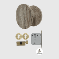 Brushed Gold Lock & Silver Travertine Entry Door Package - Zephra - PKENTRY-BG-STV
