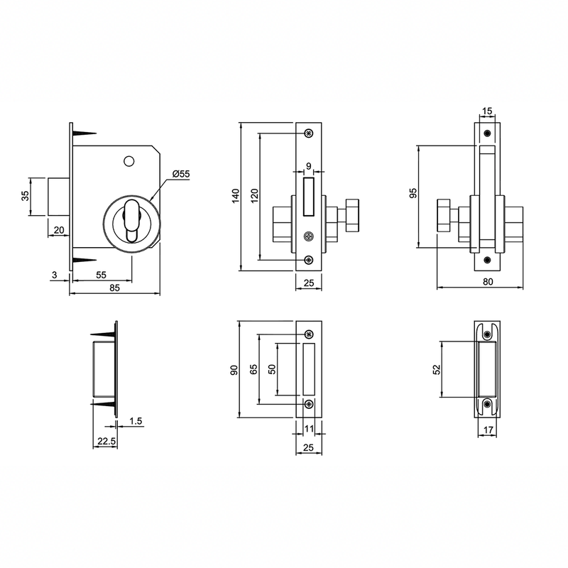 Brushed Nickel Mortice Lock detail