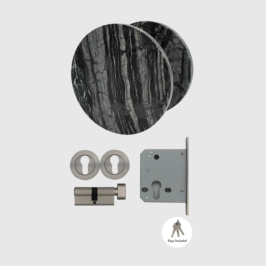 Brushed Nickel & Silver Wave Marble Entry Door Package - Zephra - PKENTRY-BN-SWM