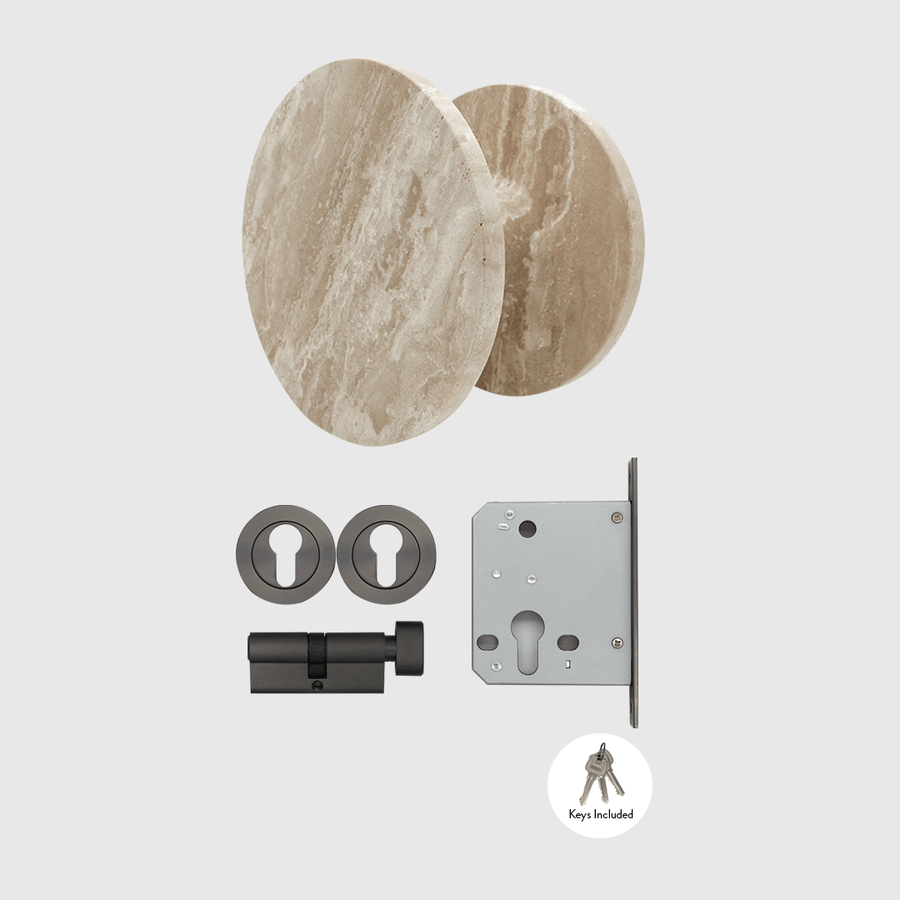 Gunmetal & Travertine Entry Door Package - Zephra - PKENTRY-GM-TV