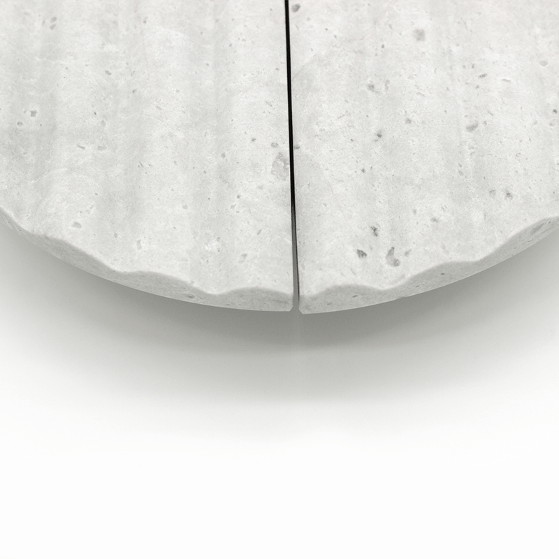 Hermes Grey Marble Fluted Circular Cabinet Pull Handle 160mm (Pair) detail