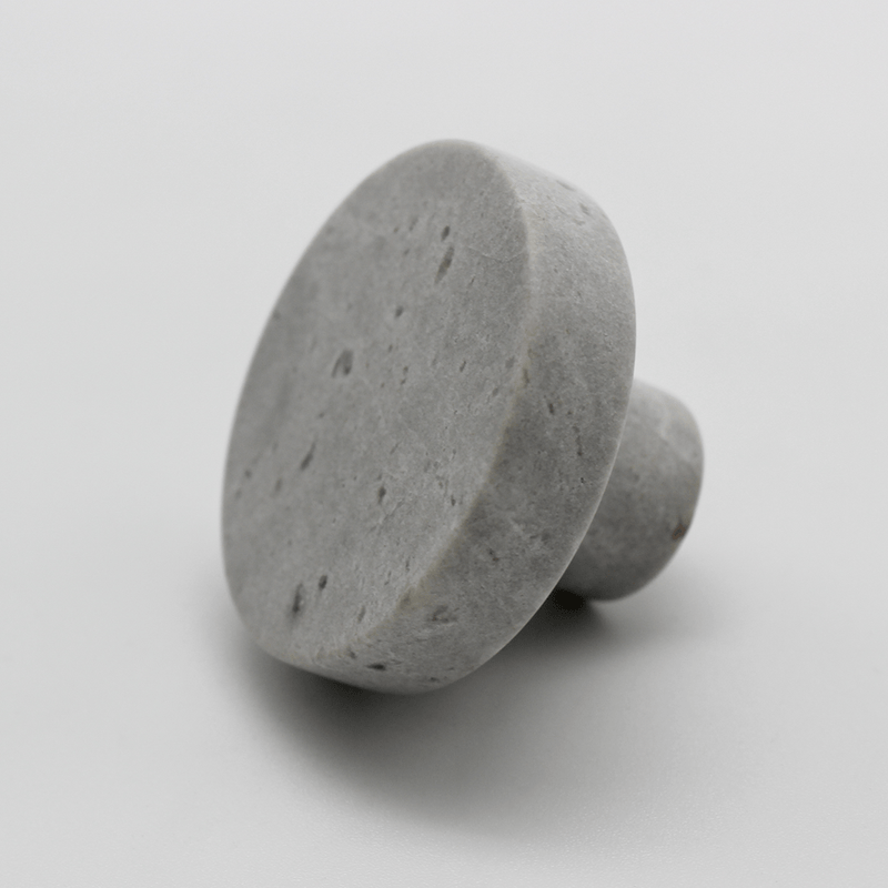 Hermes Grey Marble Round Cabinet Knob detail
