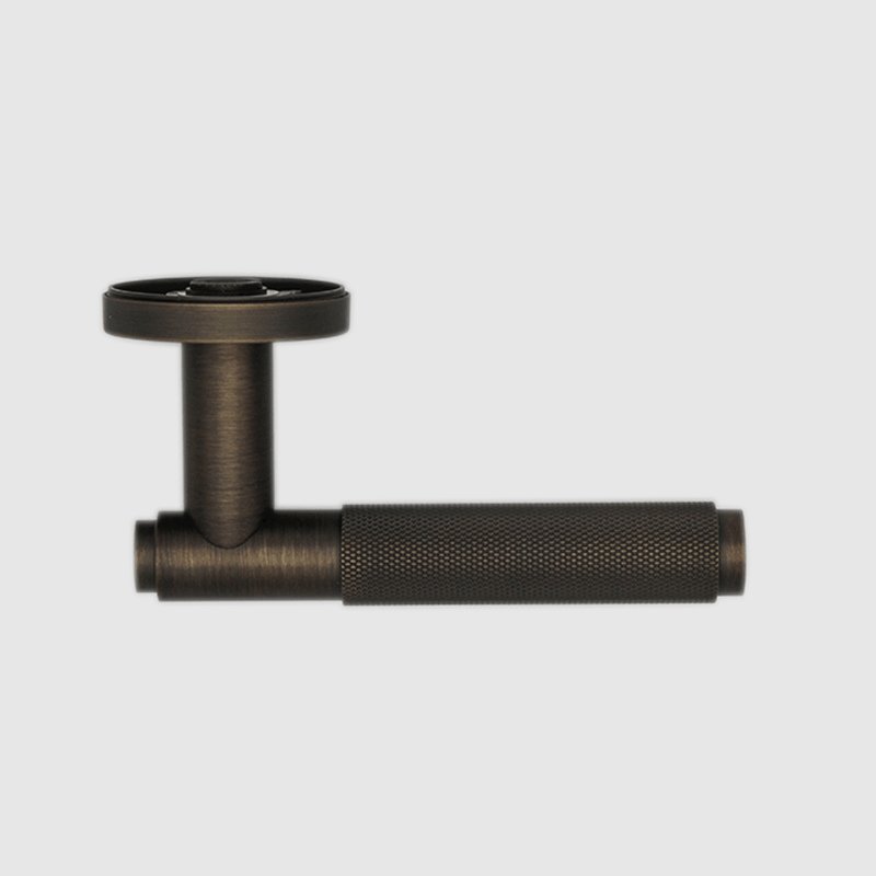 Knurled Aged Bronze Door Handle detail