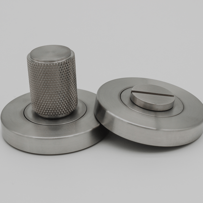 Knurled Brushed Nickel Privacy Turnsnib Lock detail