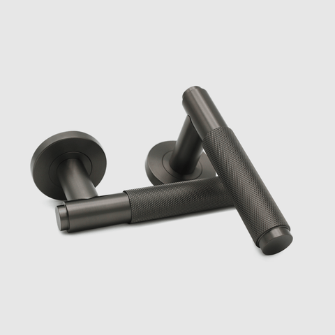 Knurled Gunmetal Stainless Steel Door Handle