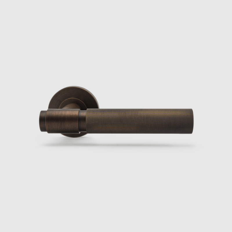 Linear Aged Bronze Door Handle detail