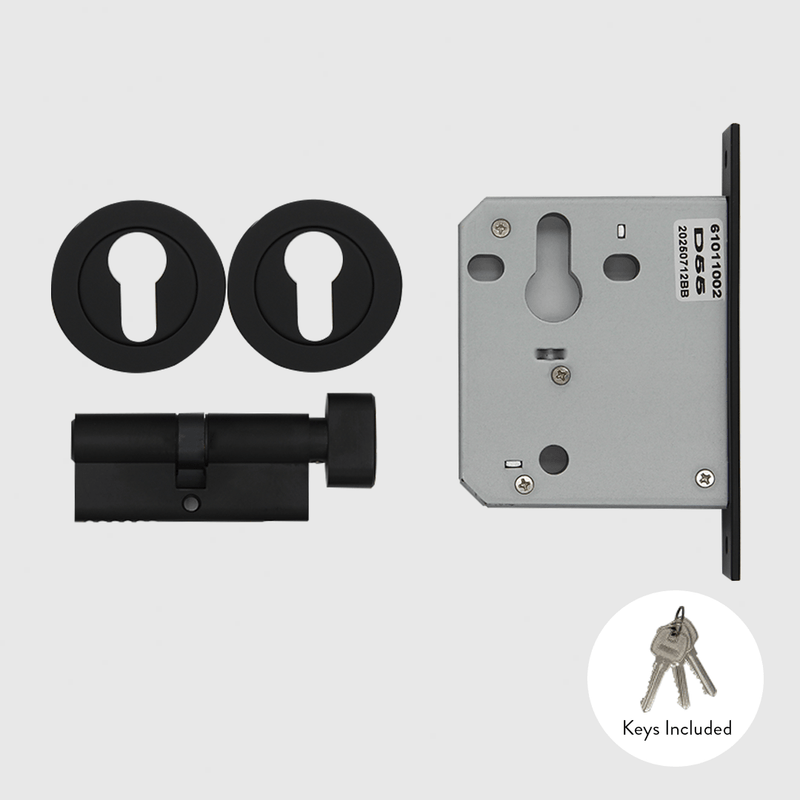 Matte Black Lock & Silver Wave Marble Entry Door Package detail