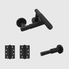 Passage Knurled Matte Black Door Handle Package