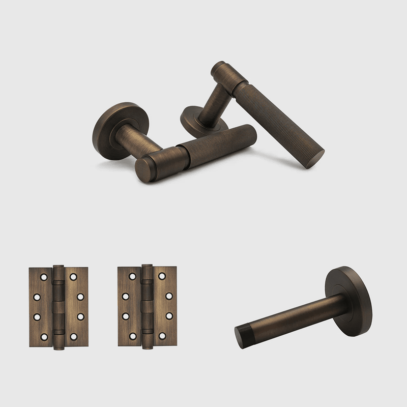 Passage Linear Aged Bronze Door Handle Package