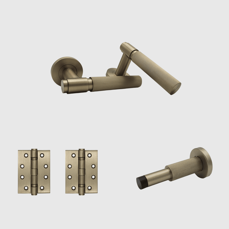 Passage Linear Brushed Gold Door Handle Package