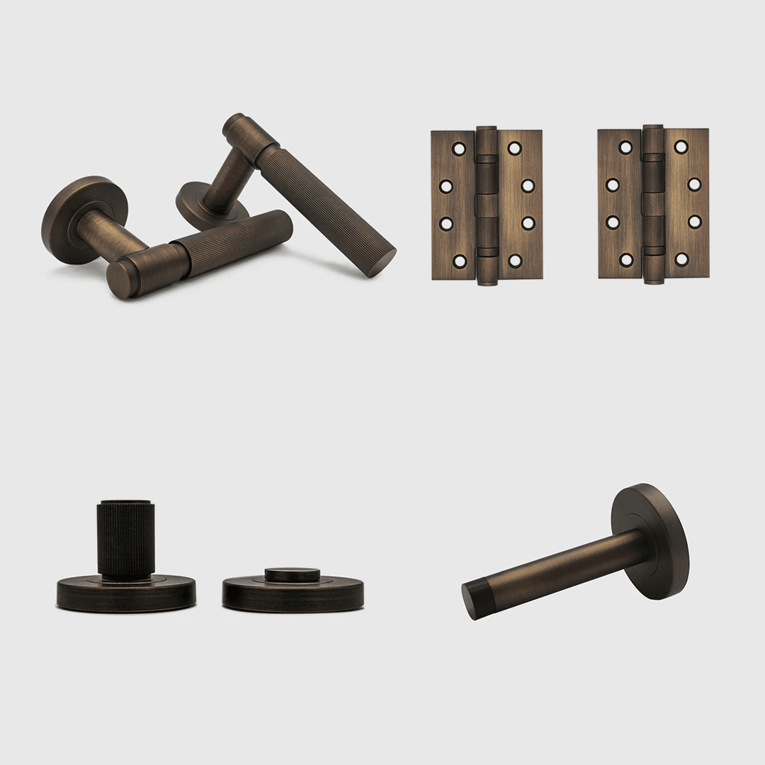 Privacy Linear Aged Bronze Door Handle Package - Zephra - PKPRIVACY-LIN-AB