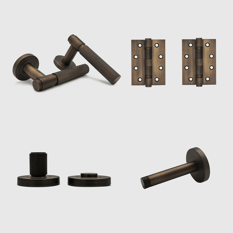 Privacy Linear Aged Bronze Door Handle Package