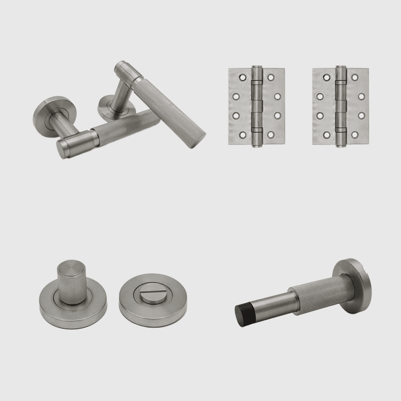 Privacy Linear Brushed Nickel Door Handle Package