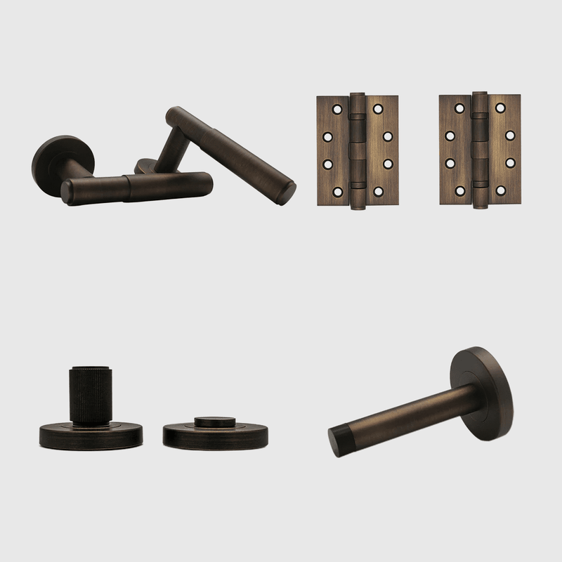Privacy Luma Aged Bronze Door Handle Package