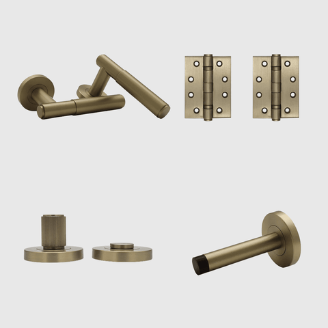 Privacy Luma Brushed Gold Door Handle Package