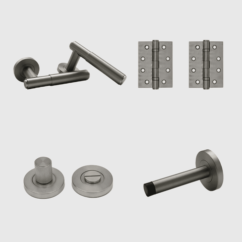 Privacy Luma Brushed Nickel Door Handle Package