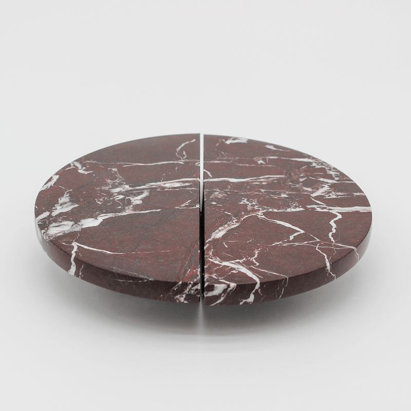 Rosso Levanto Stone Circular Cabinet Pull Handle 160mm (Pair) detail