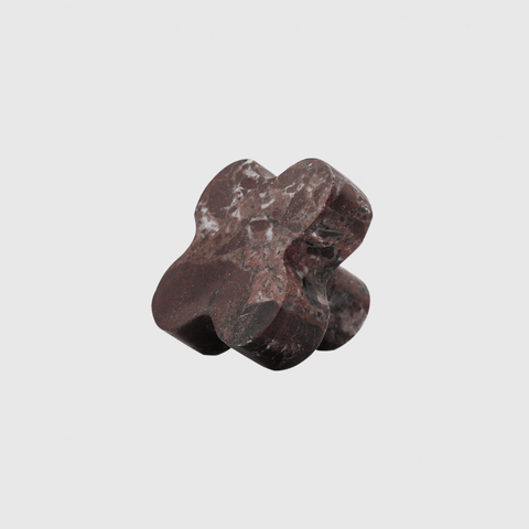Rosso Levanto Stone Clover Cabinet Knob