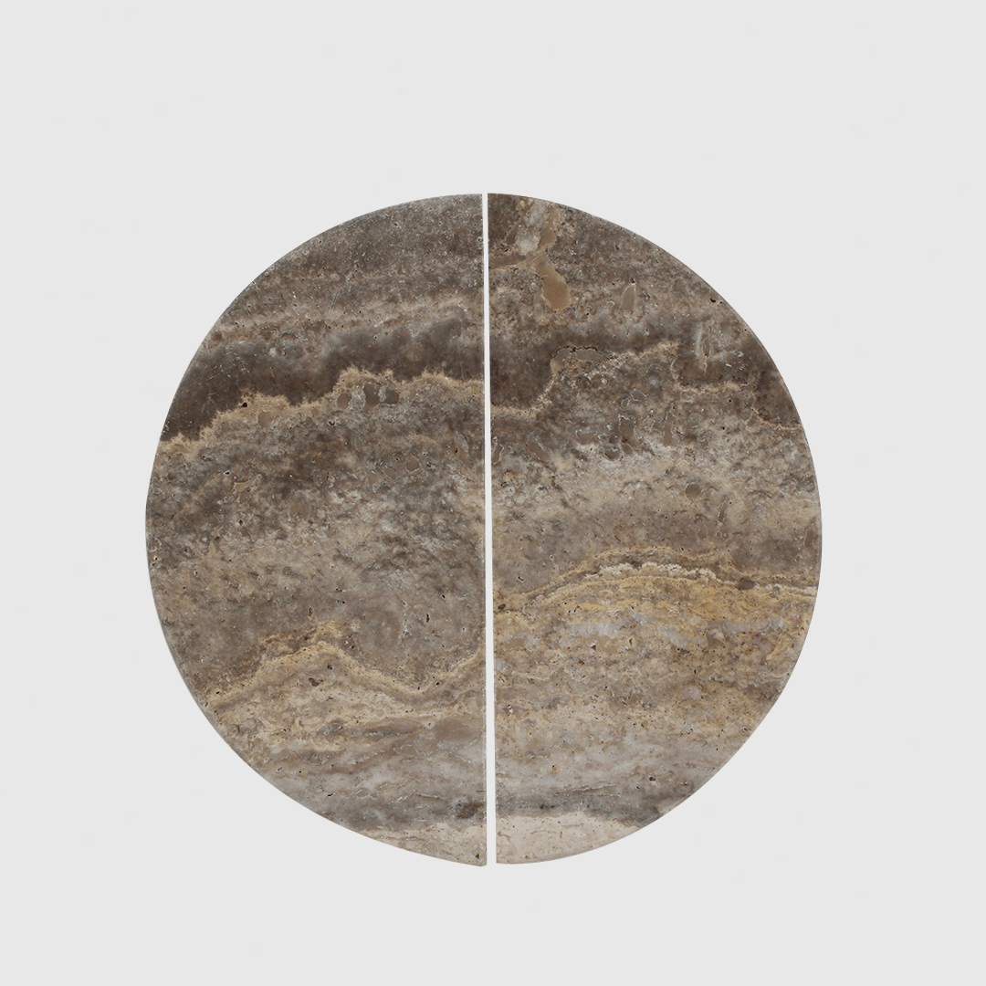 Silver Travertine Circular Cabinet Pull 160mm (Sold as Pair) - Zephra - Cabinet HandleST-CCP-160-STV