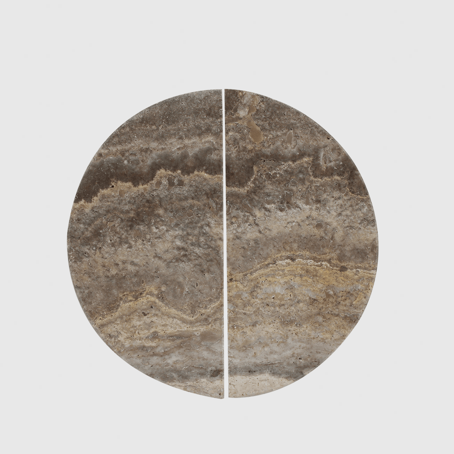 Silver Travertine Circular Cabinet Pull 160mm (Sold as Pair) - Zephra - Cabinet HandleST-CCP-160-STV