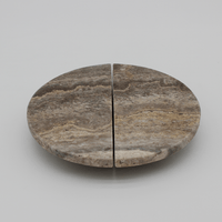 Silver Travertine Circular Cabinet Pull 160mm (Sold as Pair) - Zephra - Cabinet HandleST-CCP-160-STV