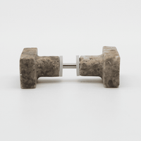 Silver Travertine Rectanglular Shower Screen Knob - Zephra - SHOWER SCREEN KNOBSST-SCRECT-STV