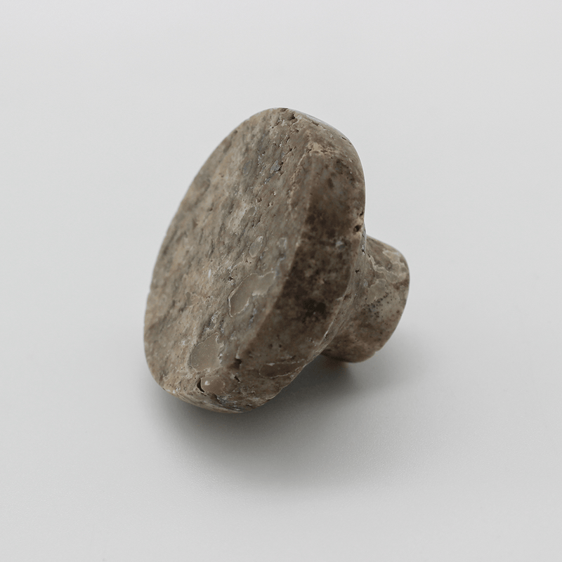 Silver Travertine Stone Round Cabinet Knob detail