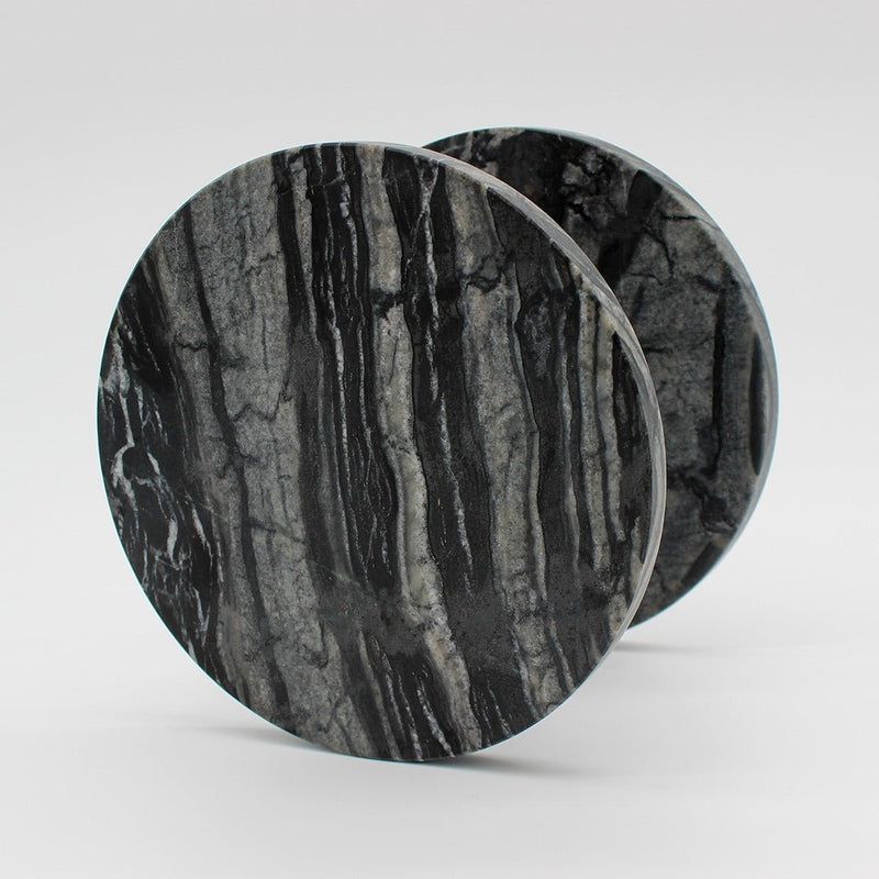 Silver Wave Marble Circular Front Door Pull Handle 200mm (Pair) detail