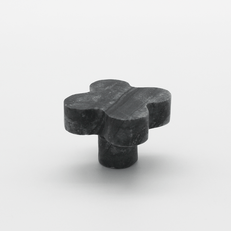 Silver Wave Marble Clover Shower Screen Knob detail