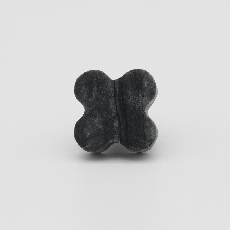 Silver Wave Marble Clover Cabinet Knob detail