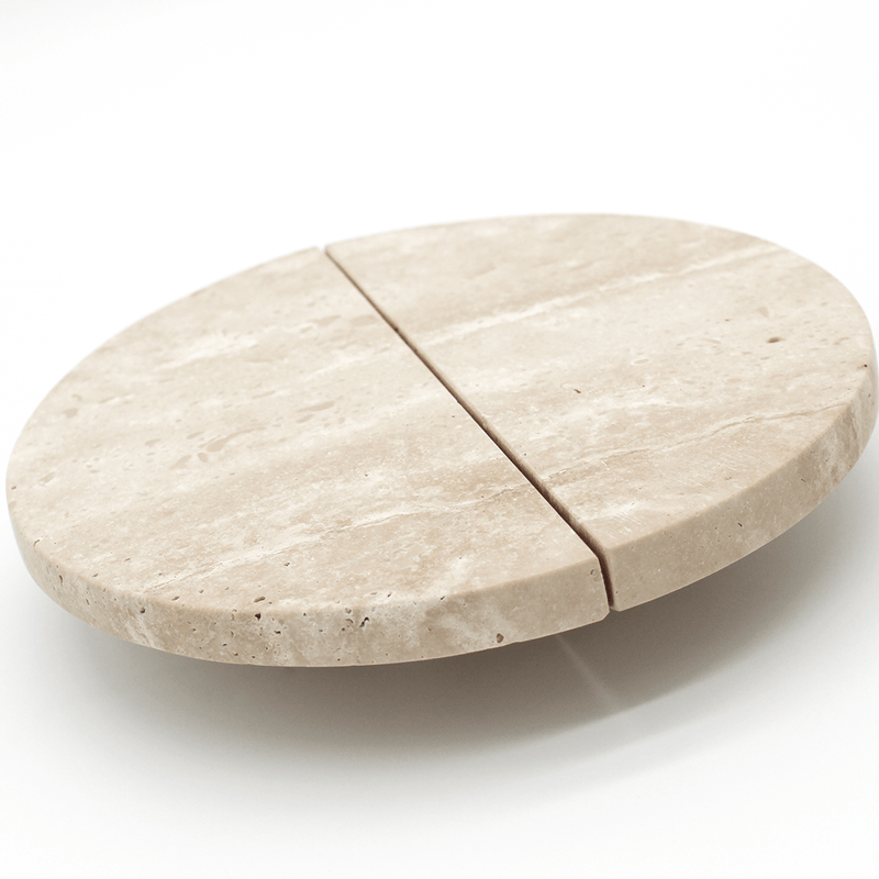 Travertine Stone Circular Cabinet Pull Handle 160mm (Pair) detail
