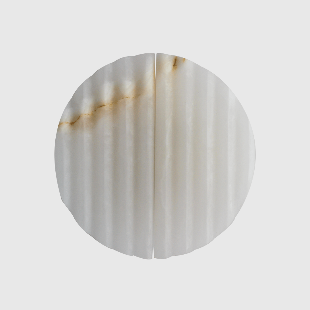 White Onyx Fluted Circular Cabinet Pull 160mm - Zephra - Cabinet HandleST - CFCP - 160 - WO