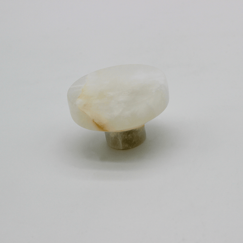 White Onyx Round Cabinet Knob detail