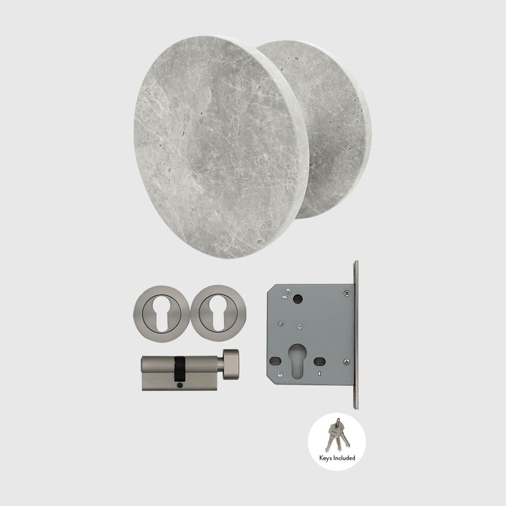 Brushed Nickel & Hermes Grey Marble Entry Door Package - Zephra - PKENTRY-BN-HGM