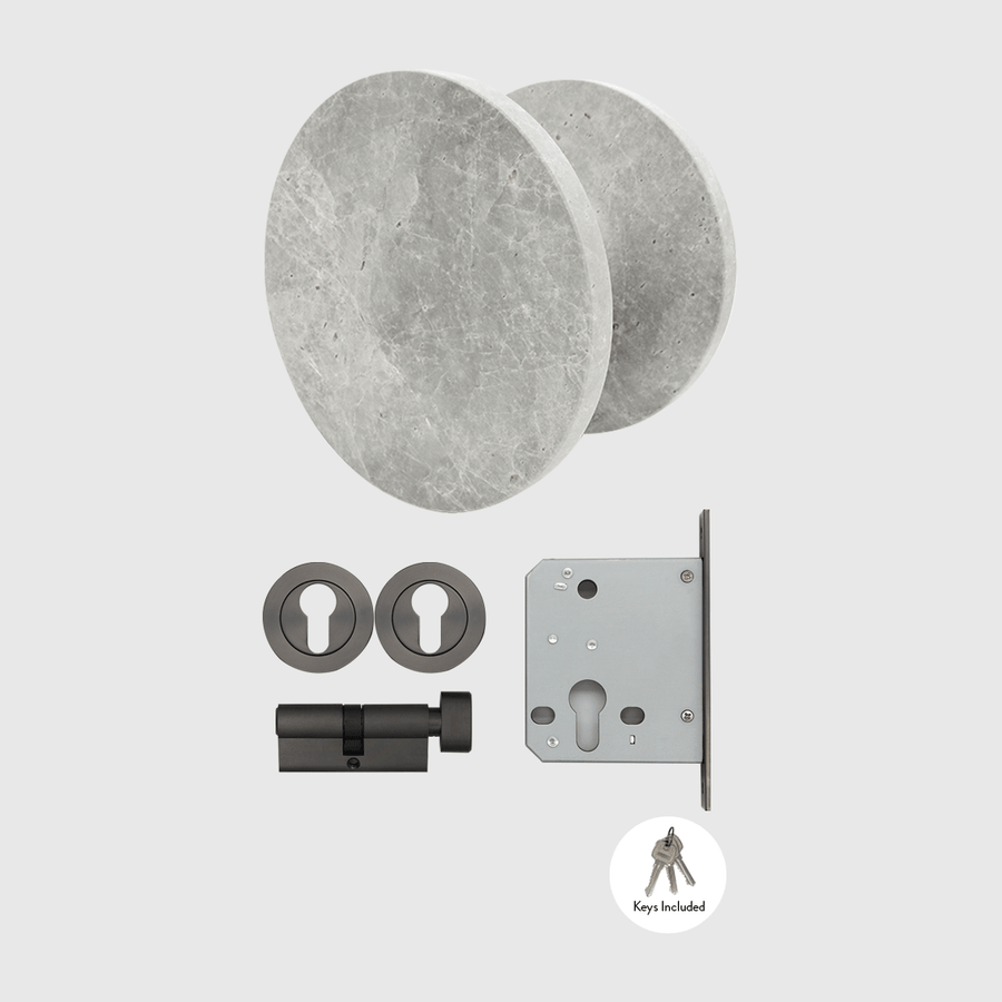 Gunmetal & Hermes Grey Marble Entry Door Package - Zephra - PKENTRY-GM-HGM