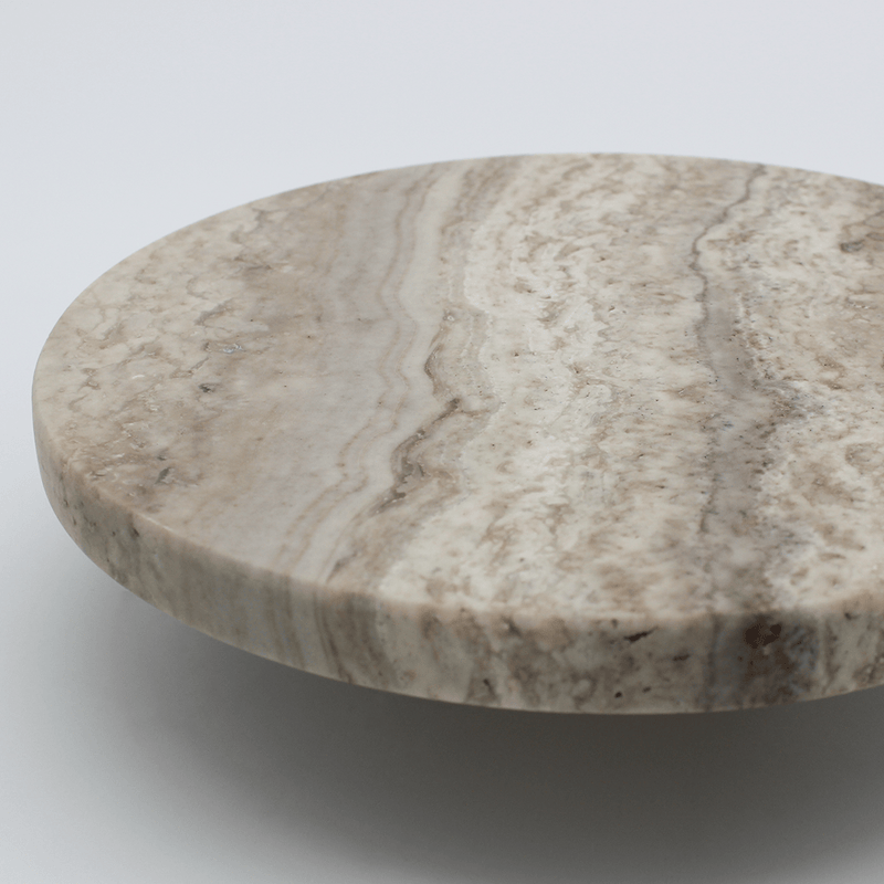 Silver Travertine Stone Circular Front Door Pull Handle 200mm (Pair) detail