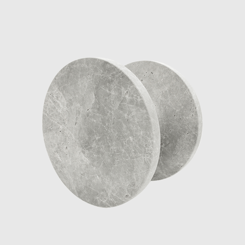 Hermes Grey Marble Circular Front Door Pull Handle 200mm (Pair)