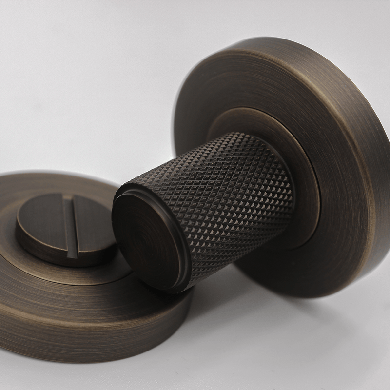 Knurled Aged Bronze Privacy Turnsnib Lock detail