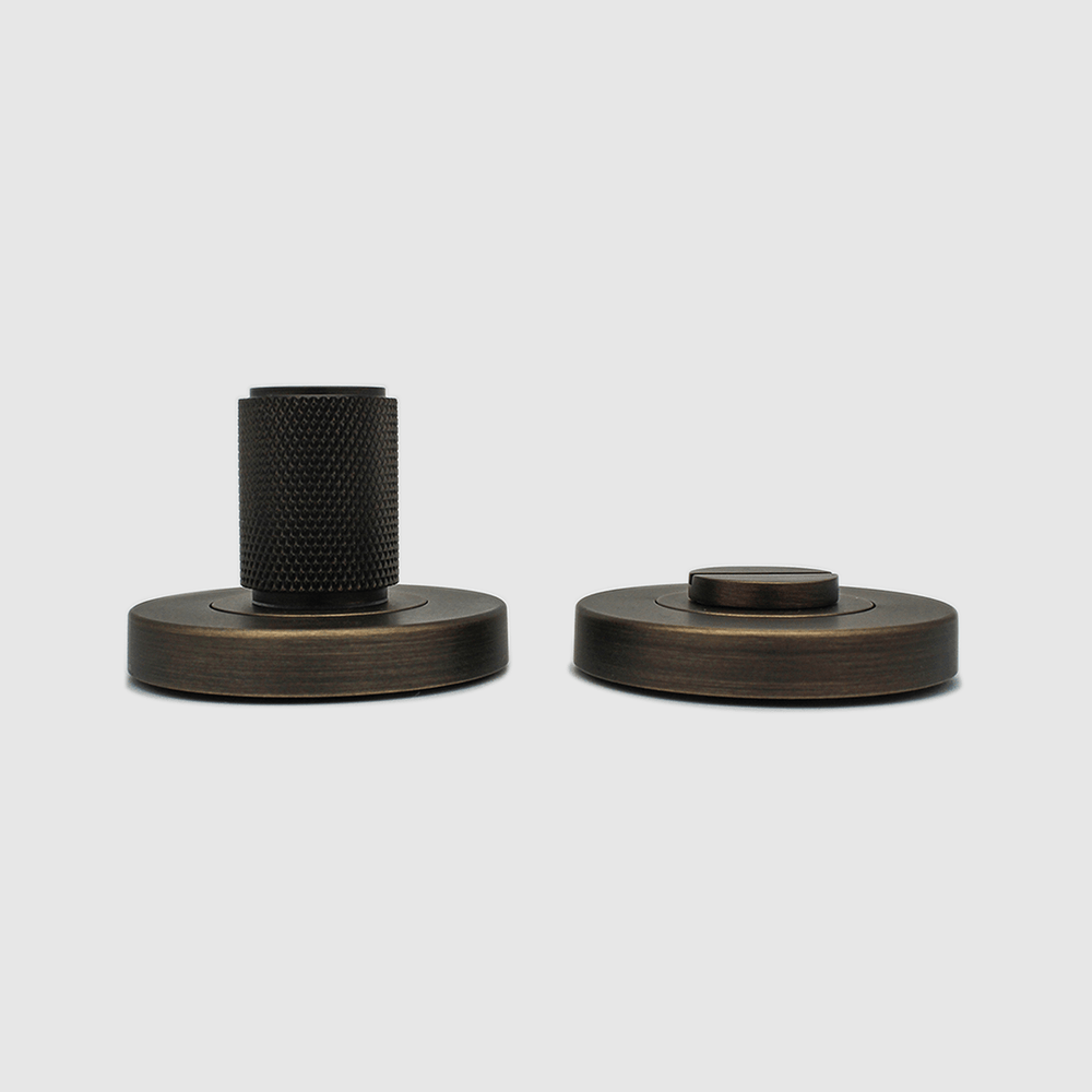 Knurled Aged Bronze Privacy Lock - Zephra - Privacy LockKN - PL - AB