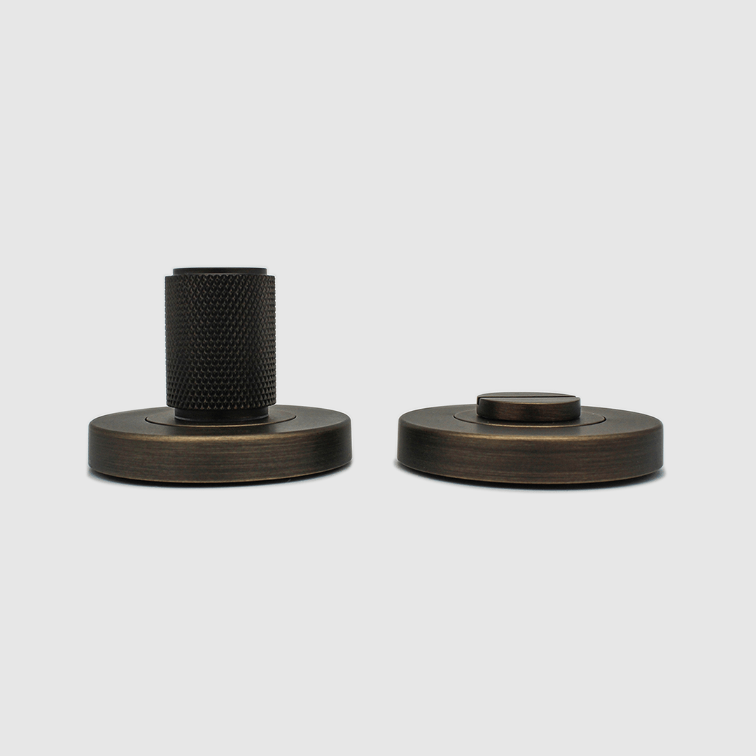 Knurled Aged Bronze Privacy Lock - Zephra - Privacy LockKN - PL - AB