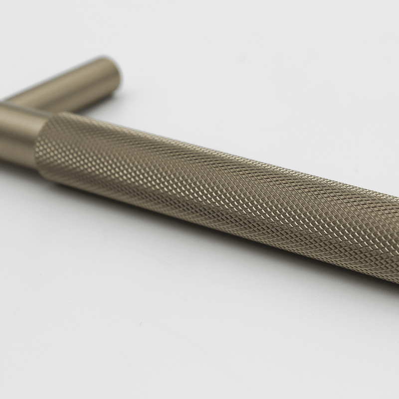 Knurled Brushed Gold Stainless Steel Cabinet Pull Handle 270mm detail