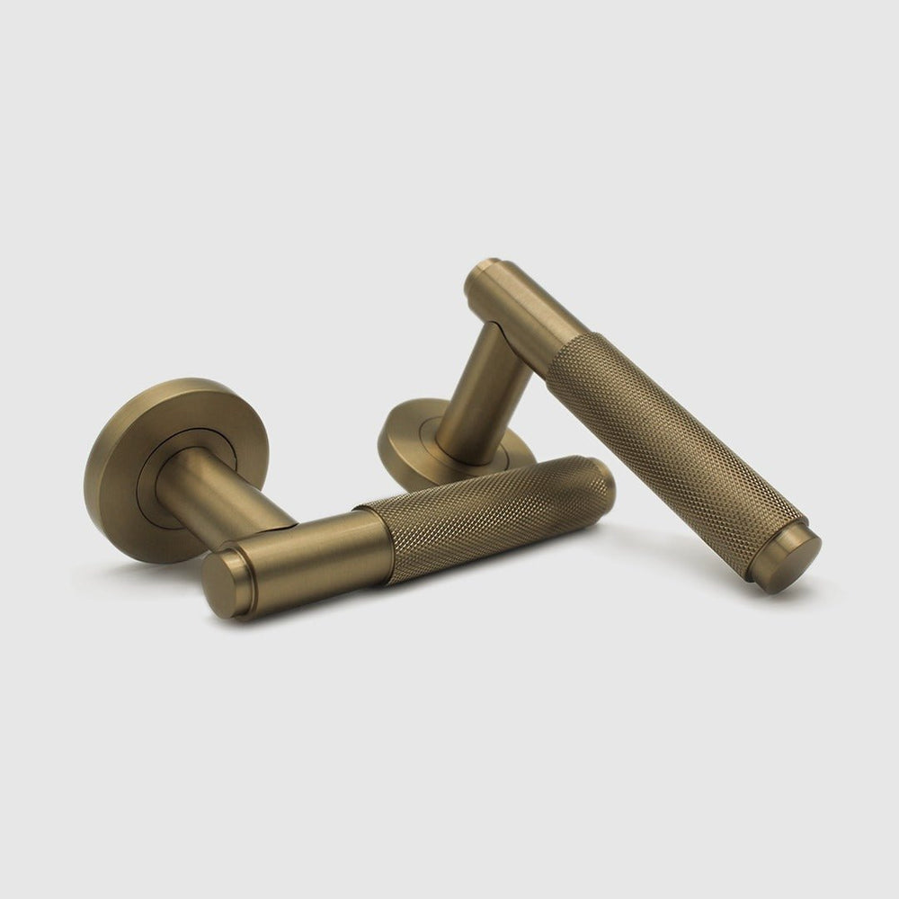Knurled Brushed Gold Door Handle - Zephra - Door HandleKN - DH - BG