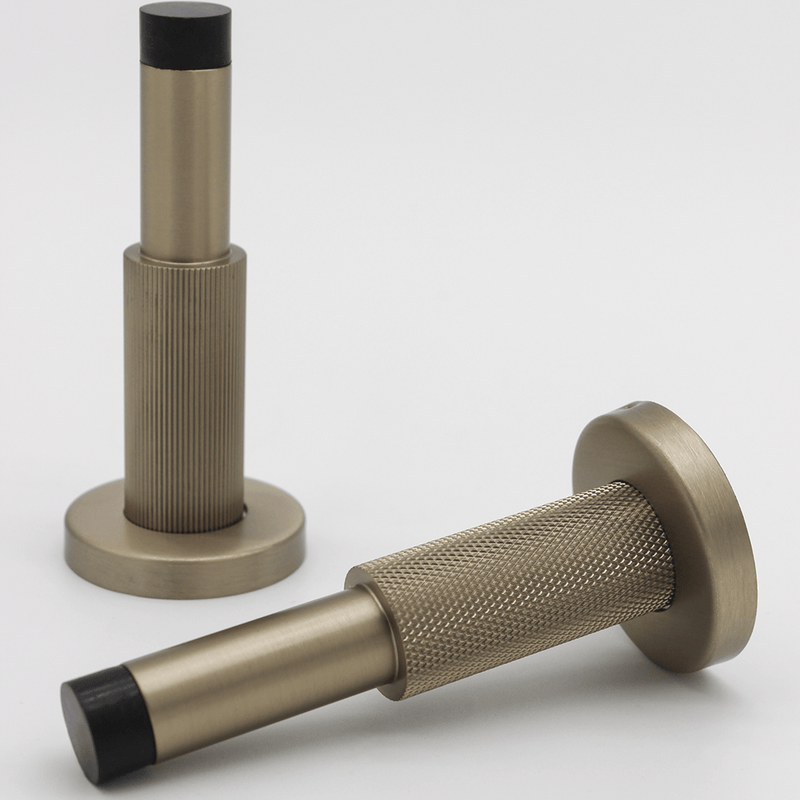 Knurled Brushed Gold Door Stop detail