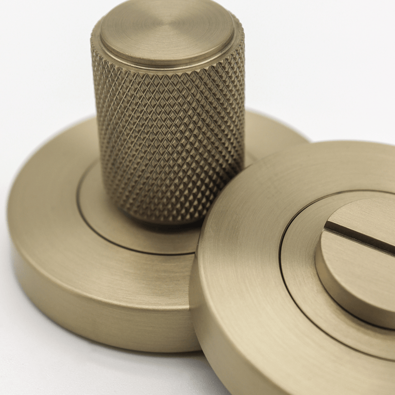 Knurled Brushed Gold Privacy Turnsnib Lock detail
