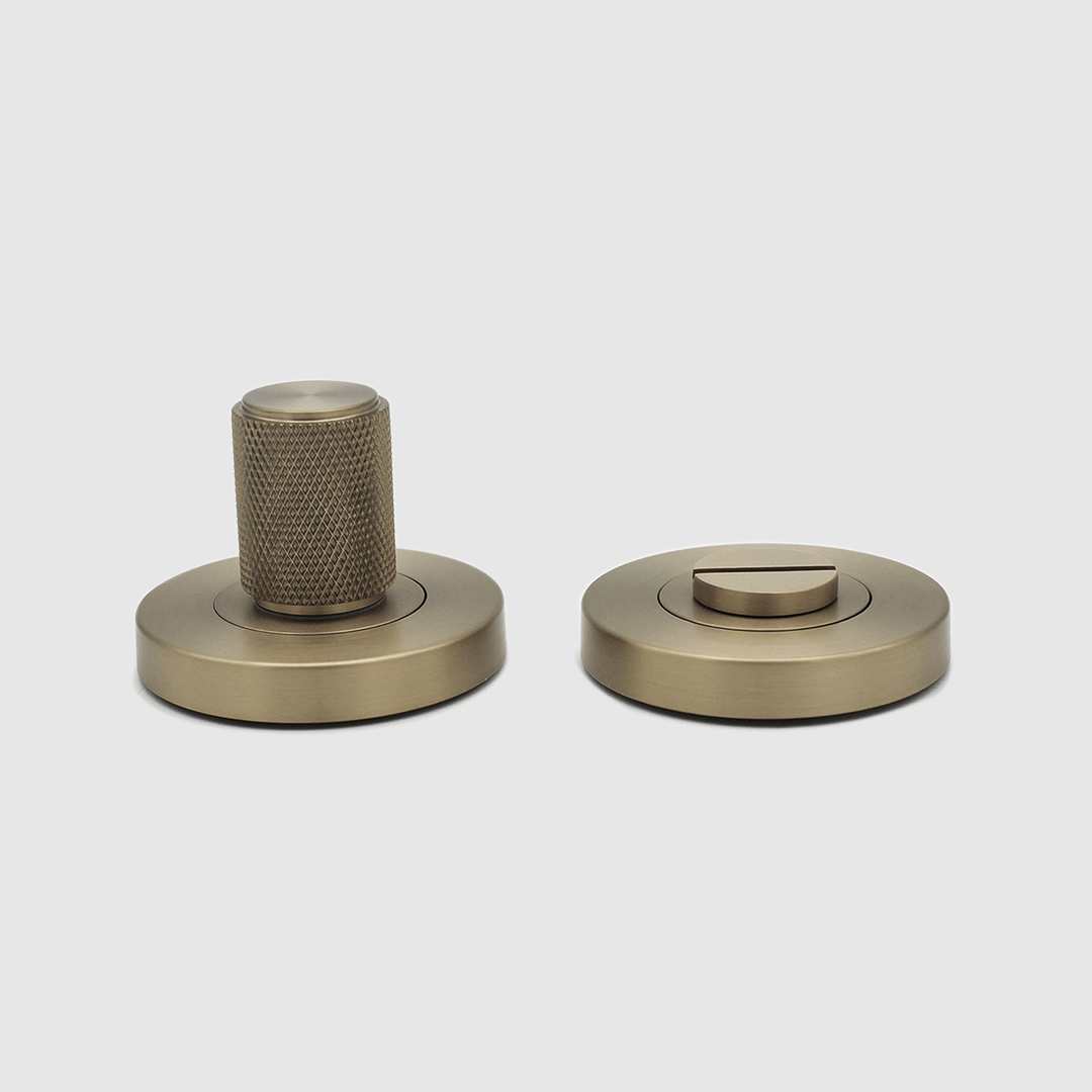 Knurled Brushed Gold Privacy Lock - Zephra - Privacy LockKN - PL - BG