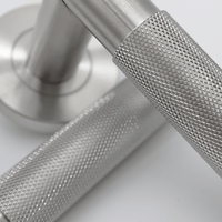 Knurled Brushed Nickel Door Handle - Zephra - Door HandleKN - DH - BN